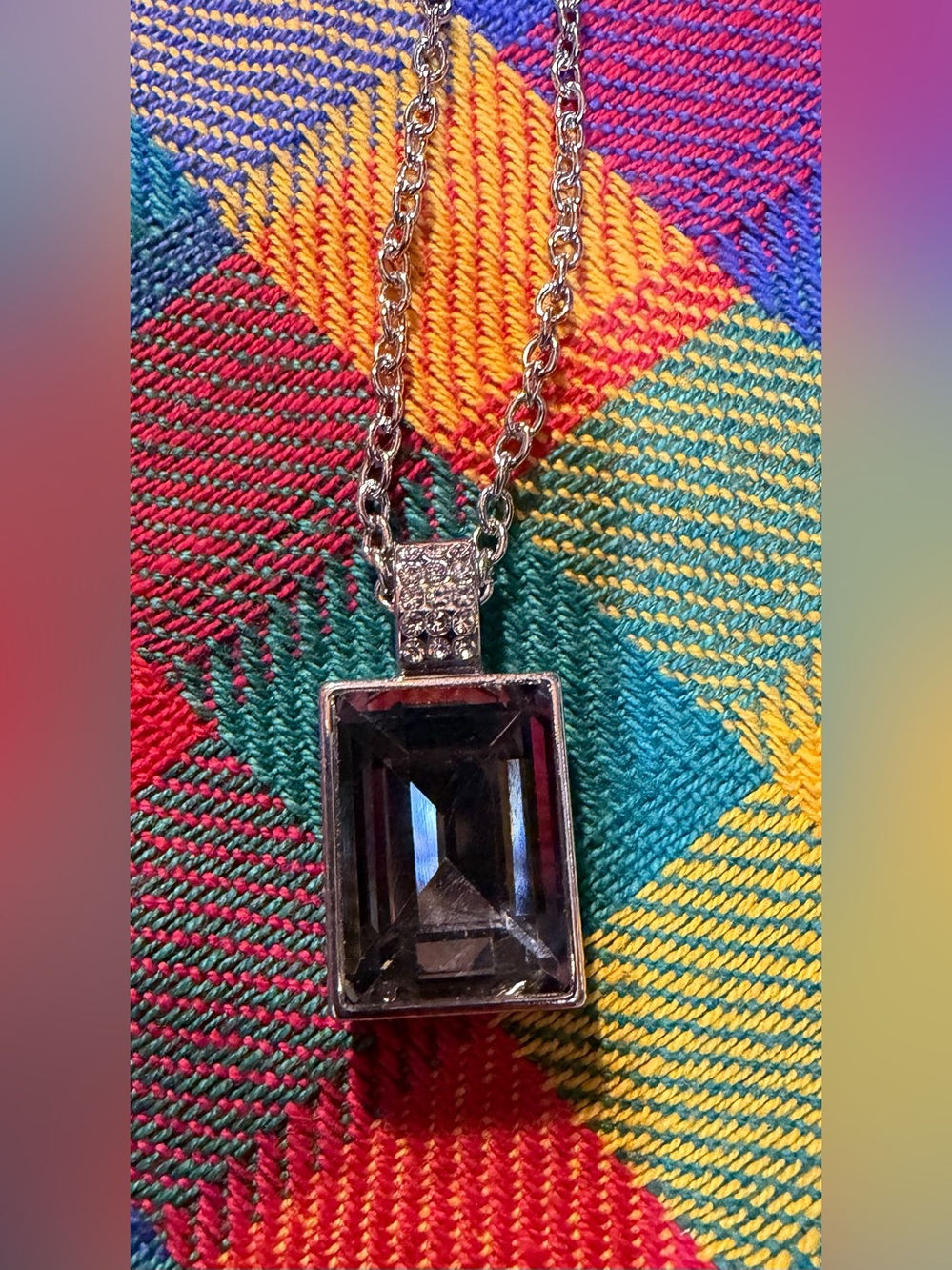 Smoky Glass Pendant Necklace Very Glitzy